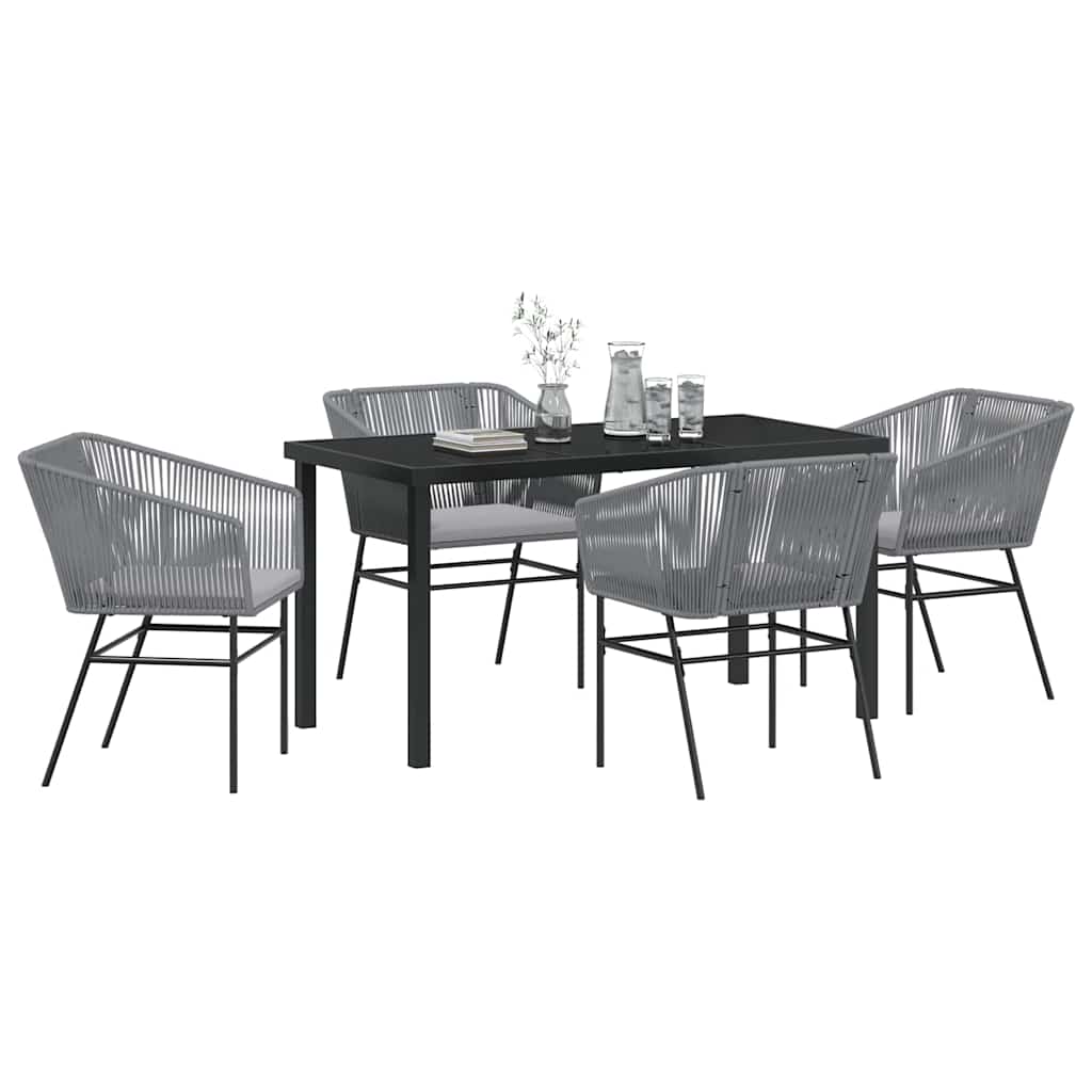 Garten Essgruppe 5 pcs Grau Pulverbeschichteter Stahl
