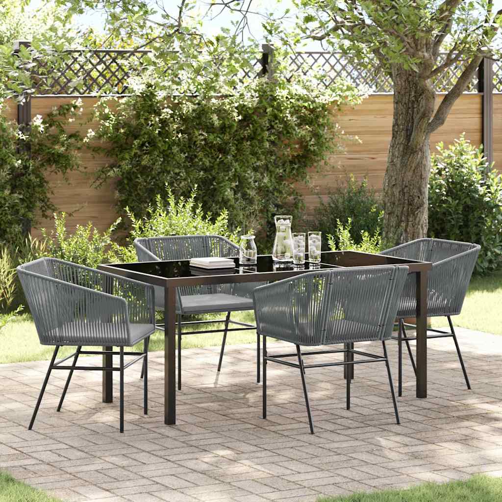 Garten Essgruppe 5 pcs Grau Pulverbeschichteter Stahl