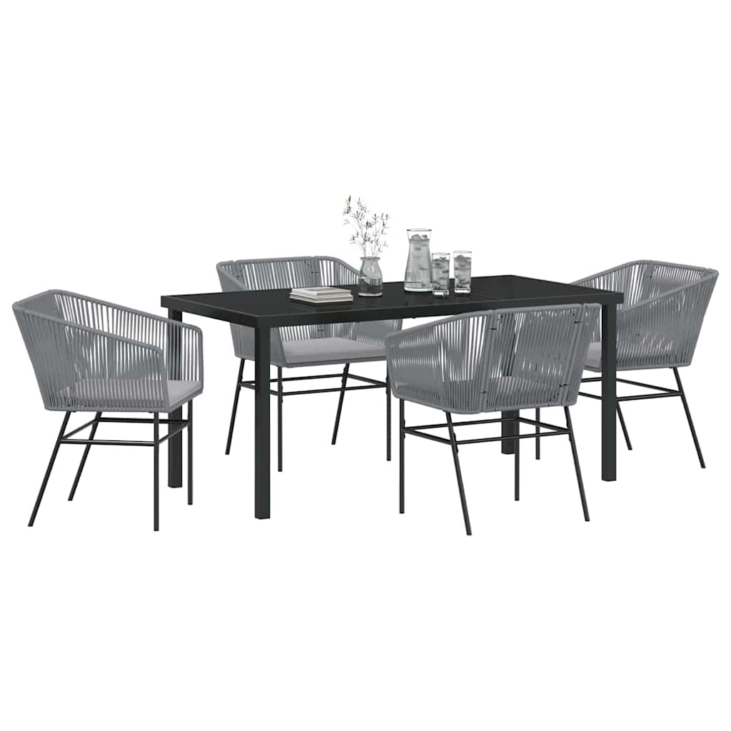 Garten Essgruppe 5 pcs Grau Pulverbeschichteter Stahl
