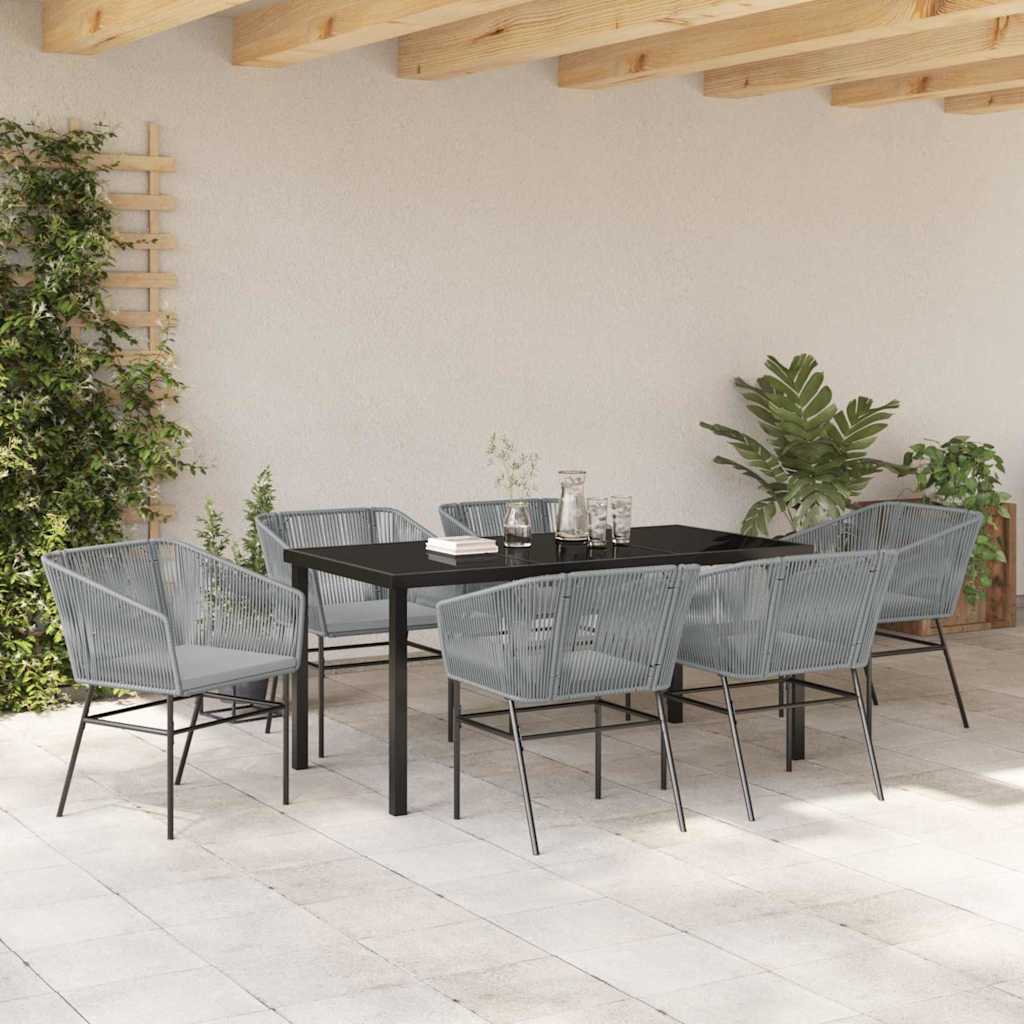Garten Essgruppe 7 pcs Grau Pulverbeschichteter Stahl