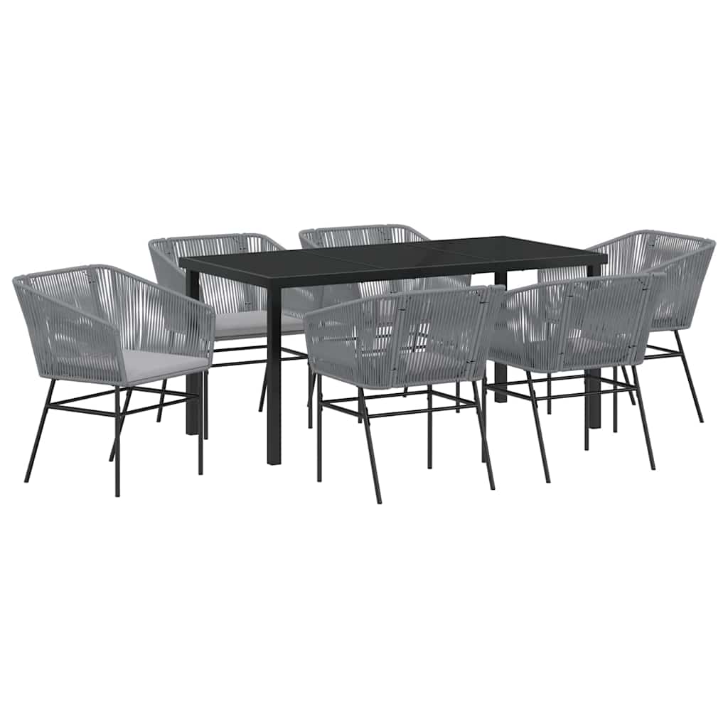 Garten Essgruppe 7 pcs Grau Pulverbeschichteter Stahl