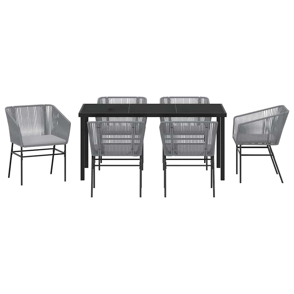 Garten Essgruppe 7 pcs Grau Pulverbeschichteter Stahl