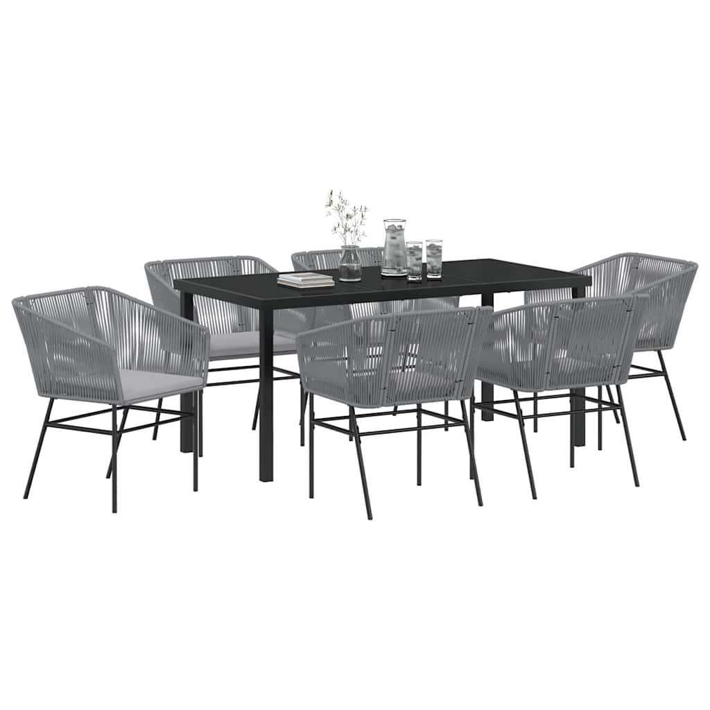 Garten Essgruppe 7 pcs Grau Pulverbeschichteter Stahl