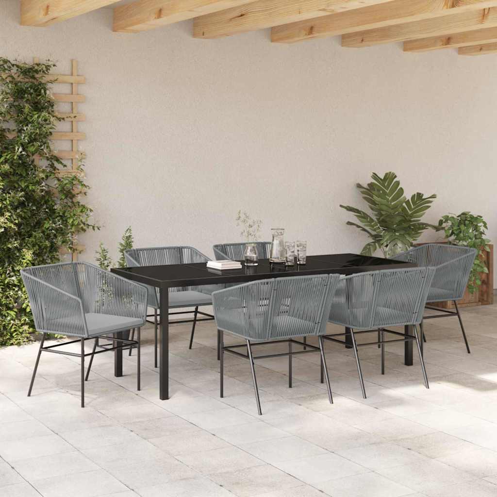 Garten Essgruppe 7 pcs Grau Pulverbeschichteter Stahl