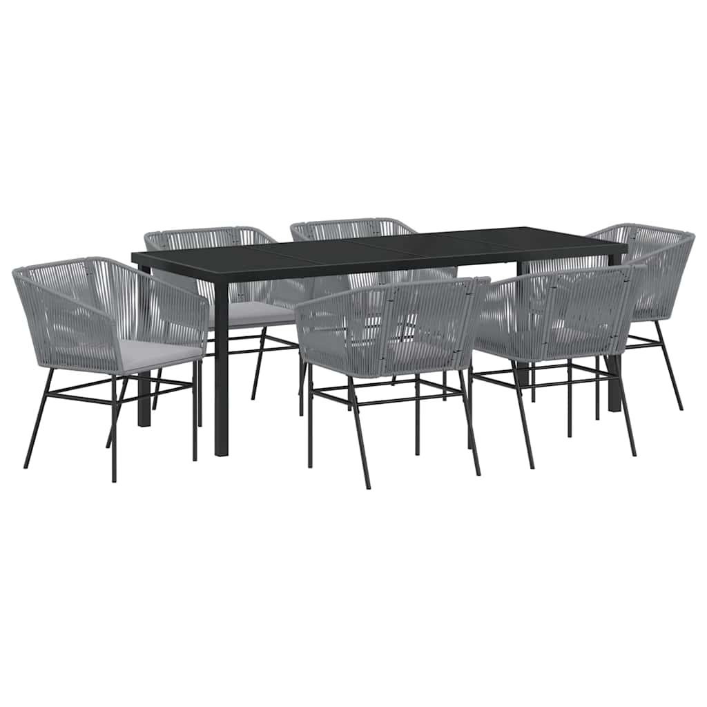 Garten Essgruppe 7 pcs Grau Pulverbeschichteter Stahl