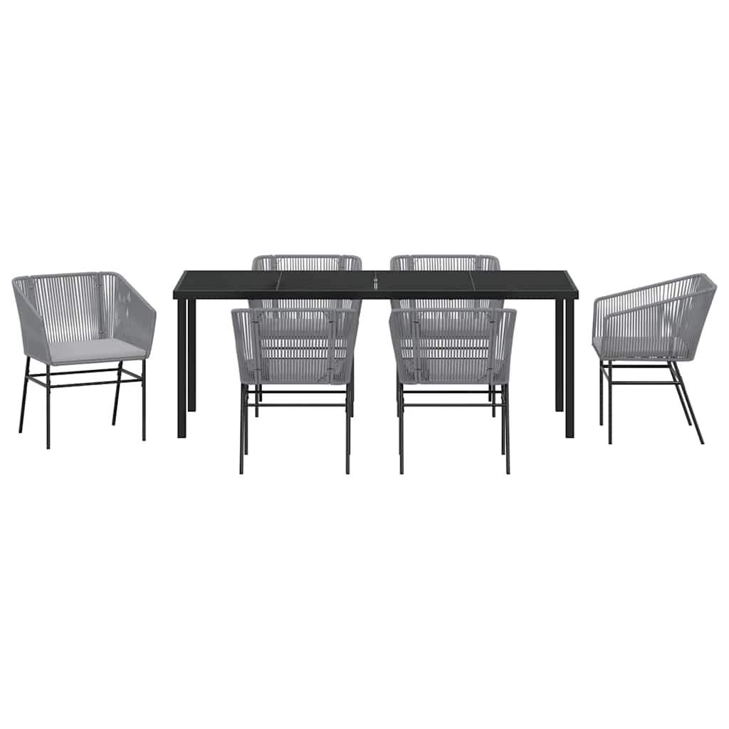 Garten Essgruppe 7 pcs Grau Pulverbeschichteter Stahl