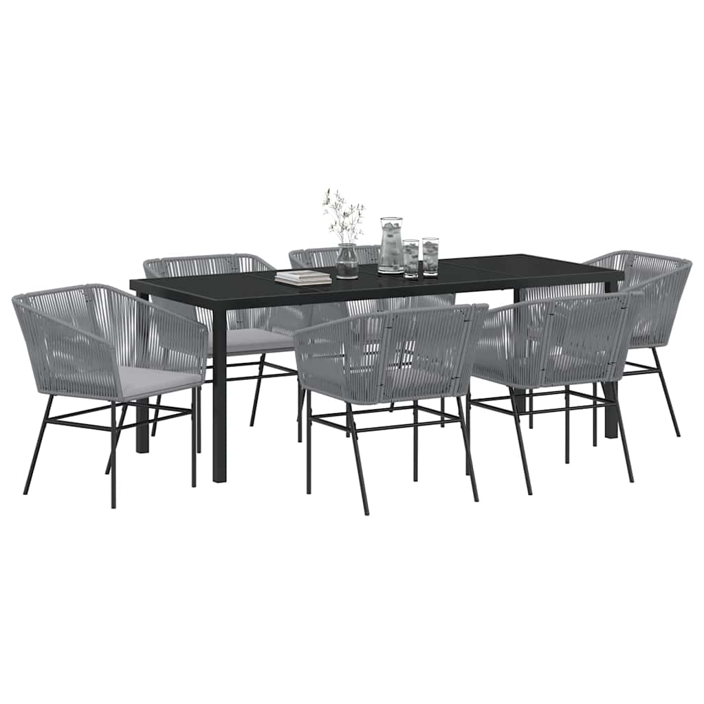 Garten Essgruppe 7 pcs Grau Pulverbeschichteter Stahl