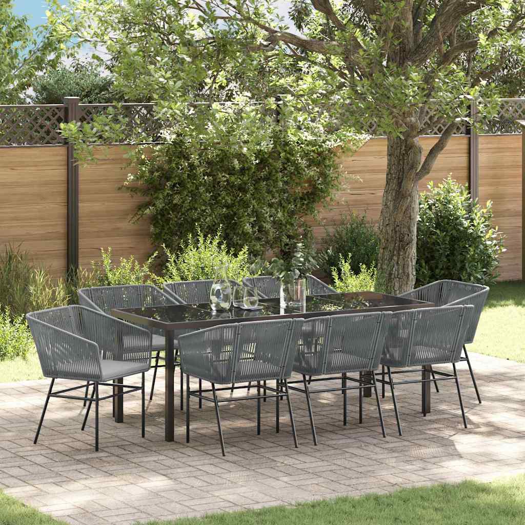 Garten Essgruppe 9 pcs Grau Pulverbeschichteter Stahl