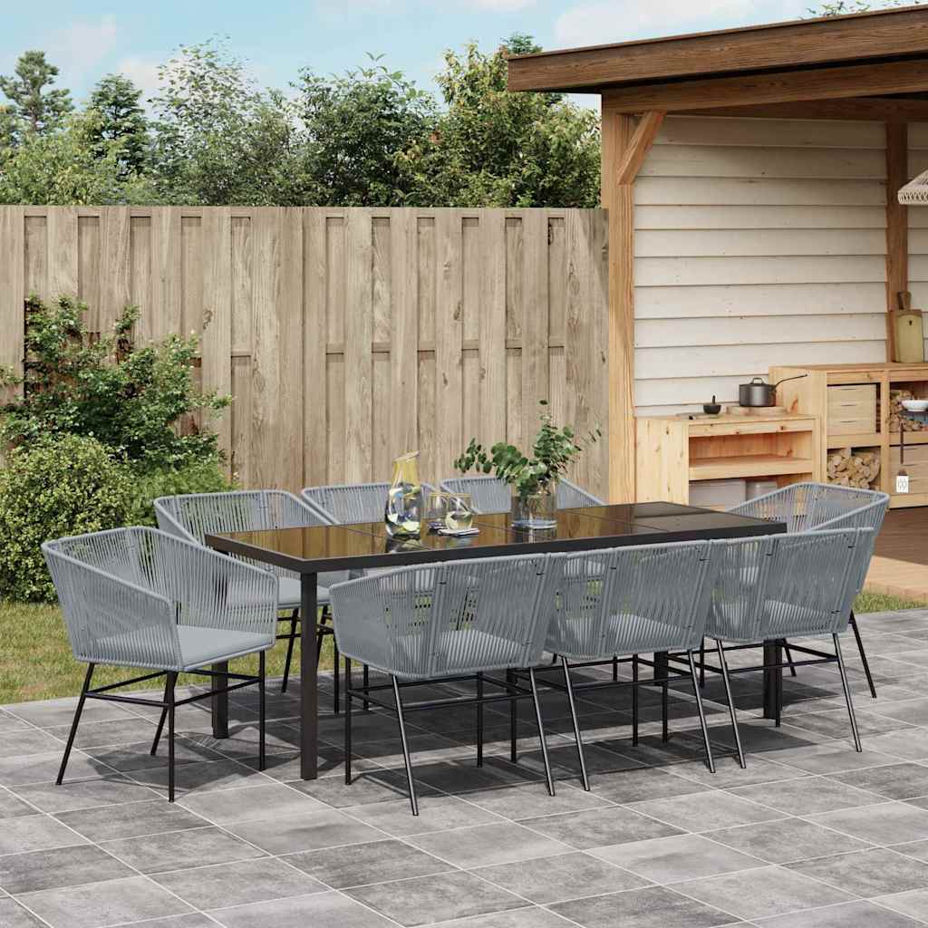 Garten Essgruppe 9 pcs Grau Pulverbeschichteter Stahl