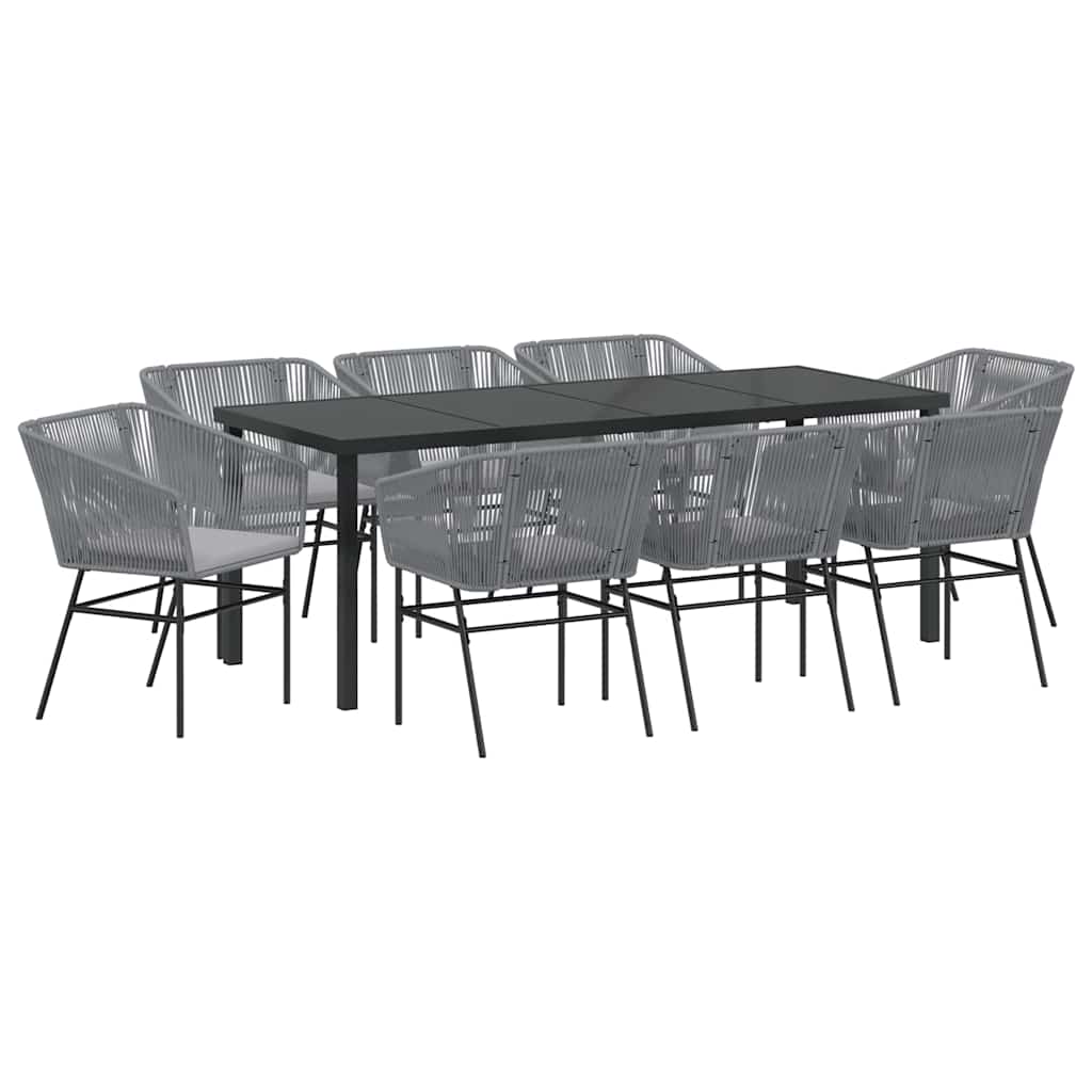 Garten Essgruppe 9 pcs Grau Pulverbeschichteter Stahl