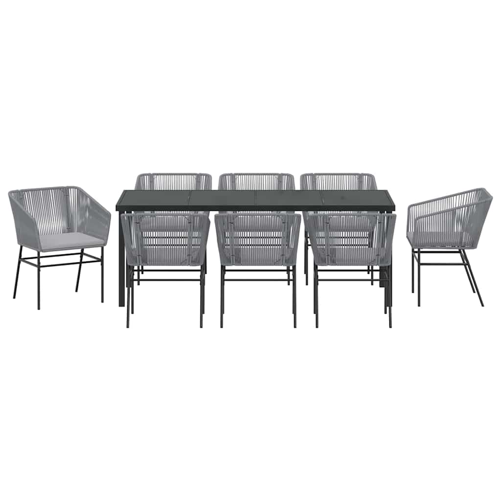 Garten Essgruppe 9 pcs Grau Pulverbeschichteter Stahl