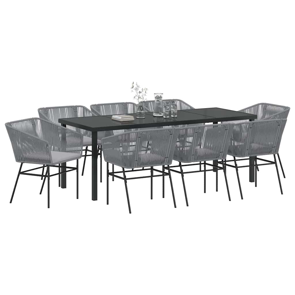 Garten Essgruppe 9 pcs Grau Pulverbeschichteter Stahl