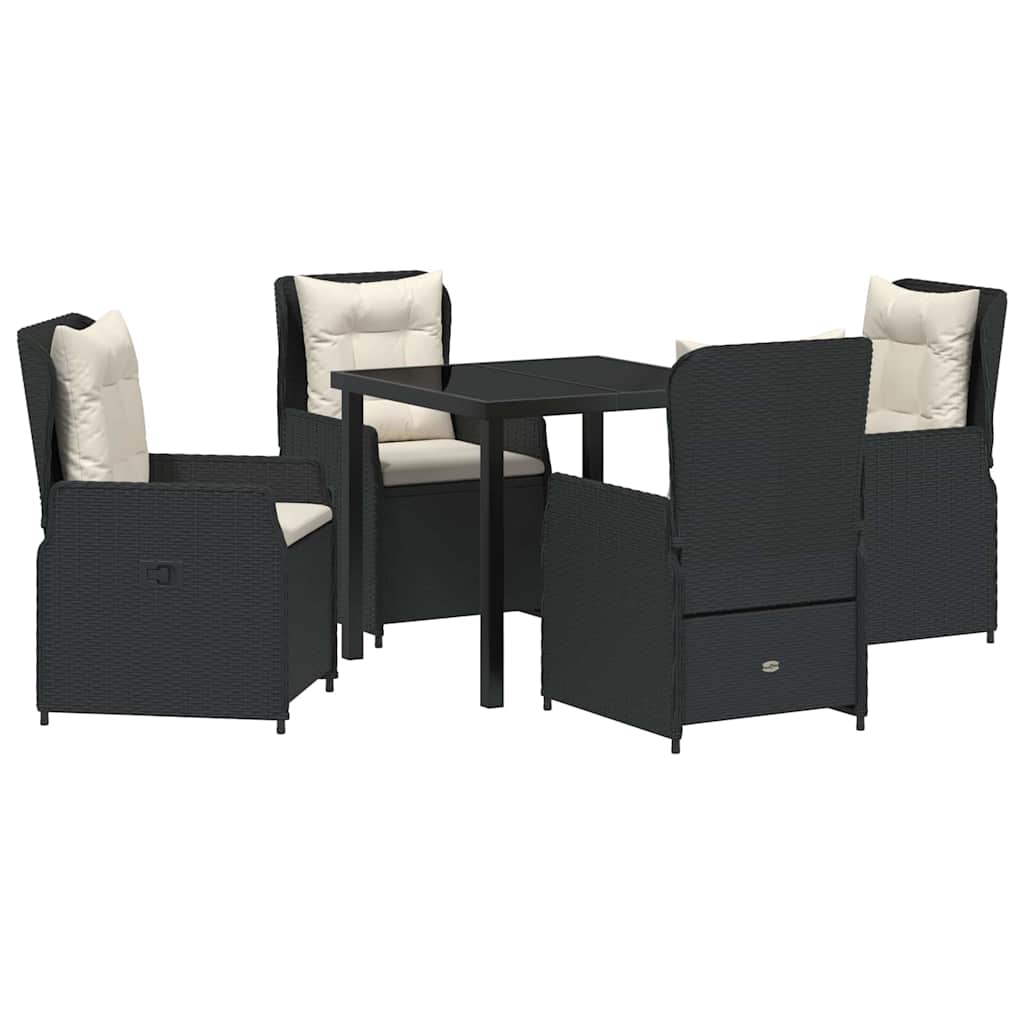 Garten Essgruppe 5 pcs Schwarz Poly-Rattan