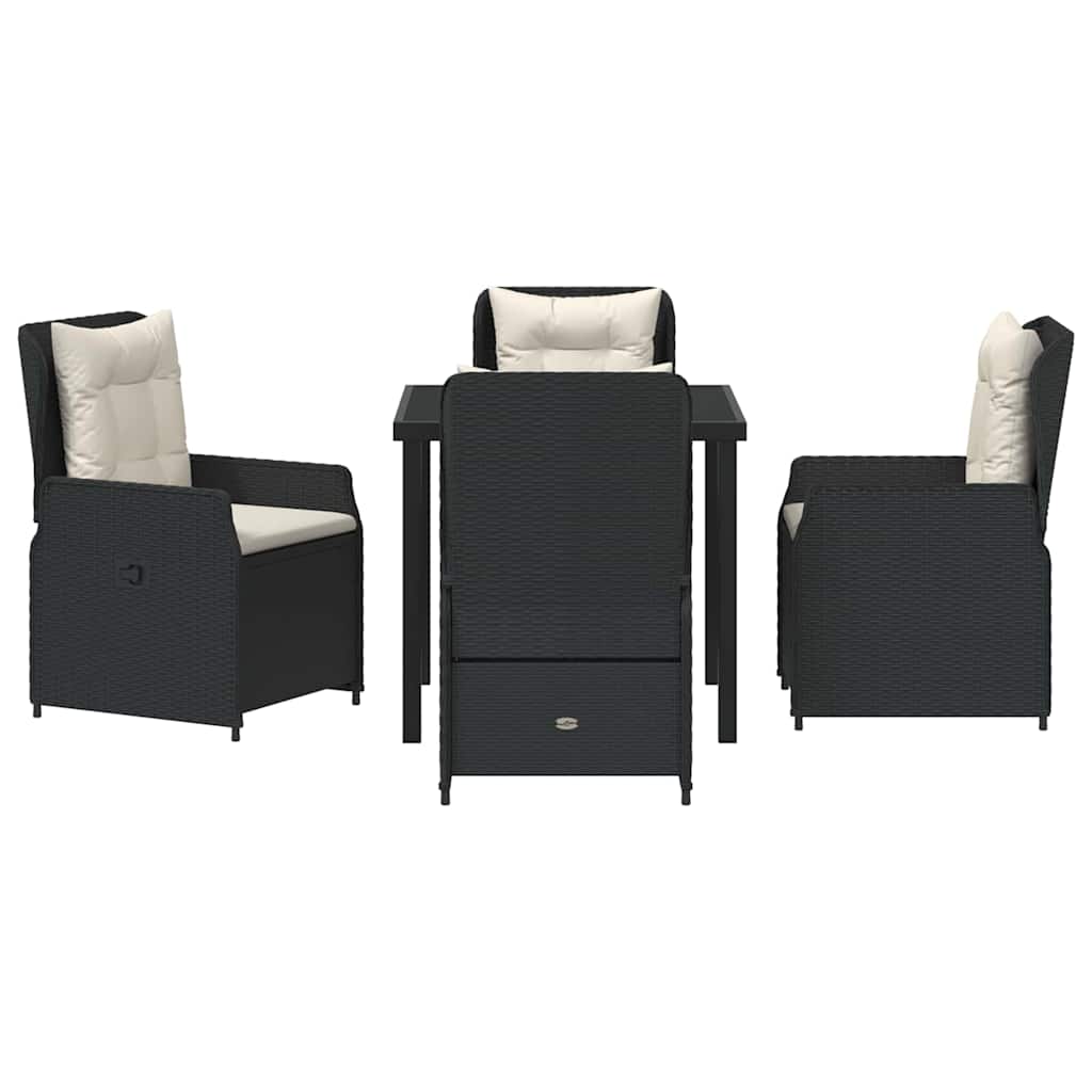 Garten Essgruppe 5 pcs Schwarz Poly-Rattan