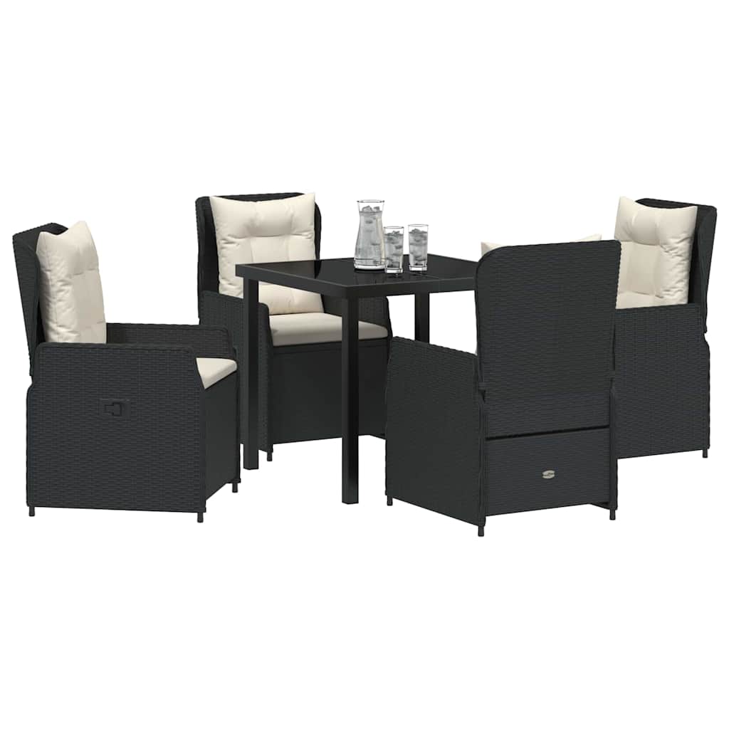Garten Essgruppe 5 pcs Schwarz Poly-Rattan