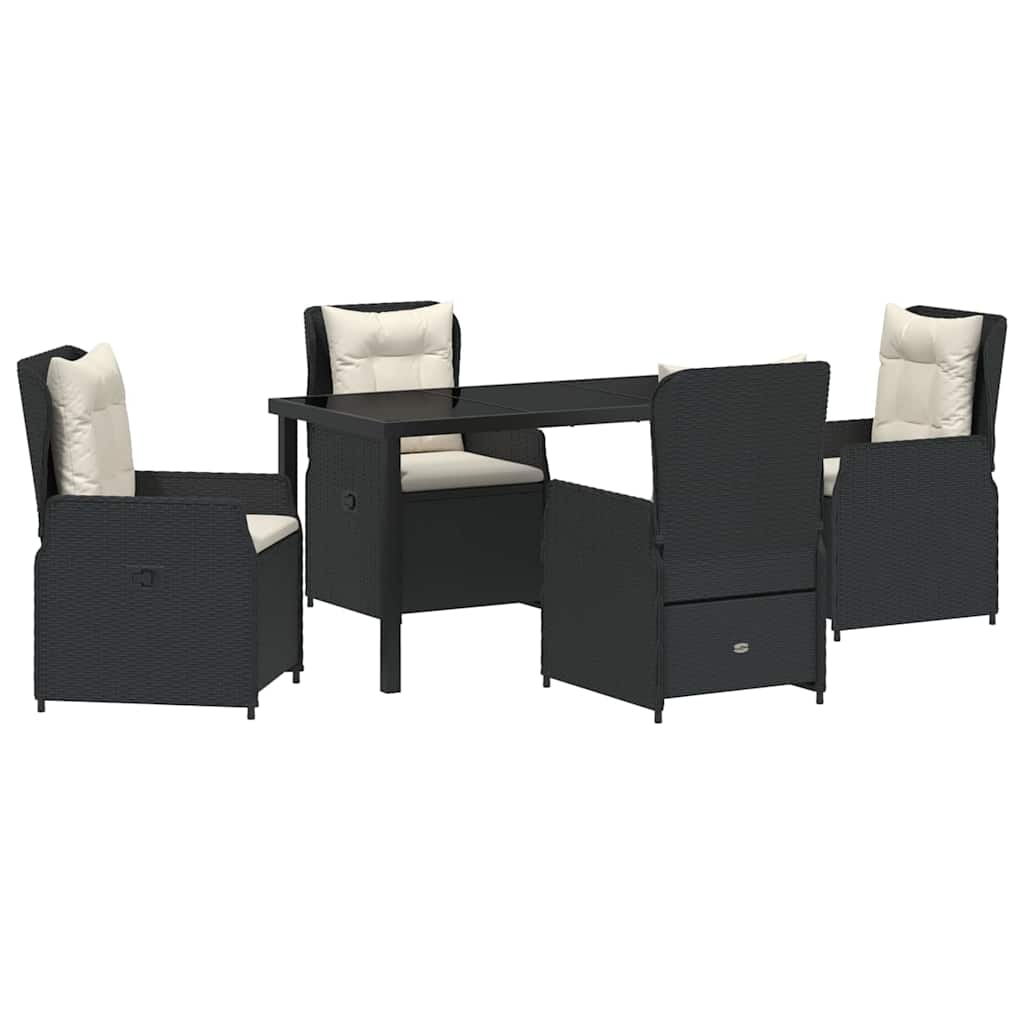 Garten Essgruppe 5 pcs Schwarz Poly-Rattan