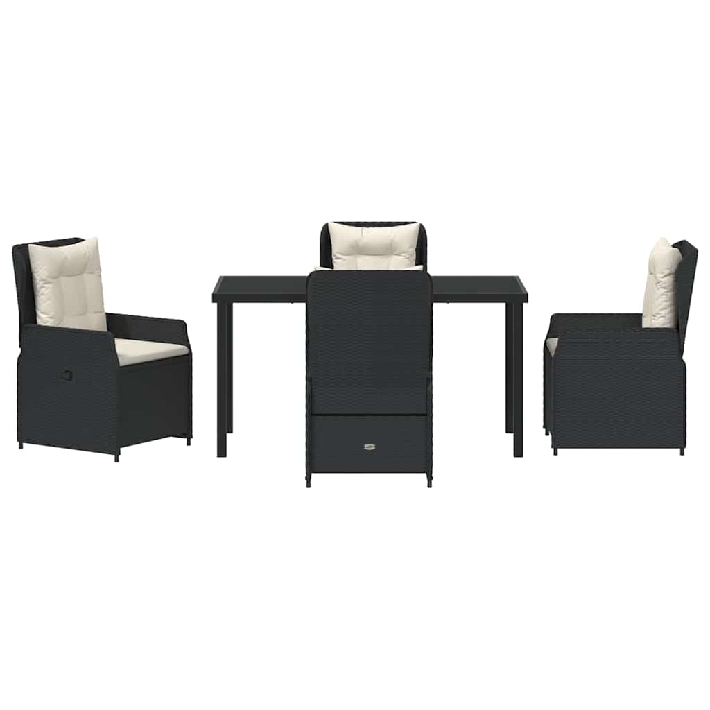 Garten Essgruppe 5 pcs Schwarz Poly-Rattan