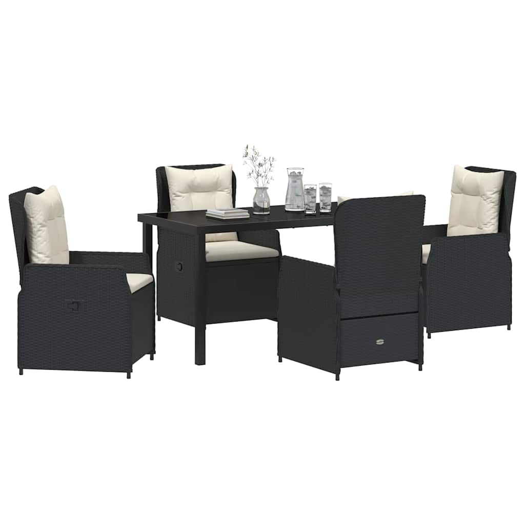 Garten Essgruppe 5 pcs Schwarz Poly-Rattan
