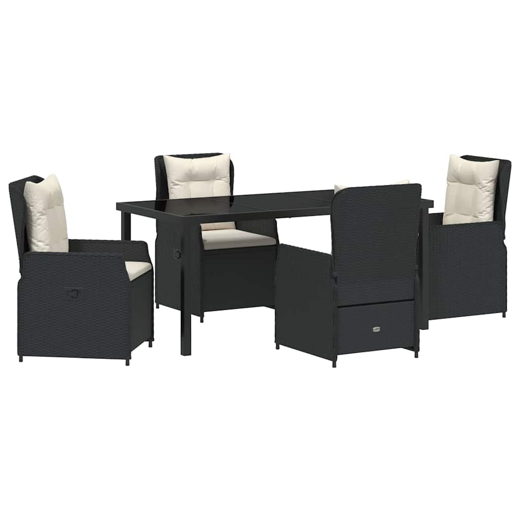 Garten Essgruppe 5 pcs Schwarz Poly-Rattan
