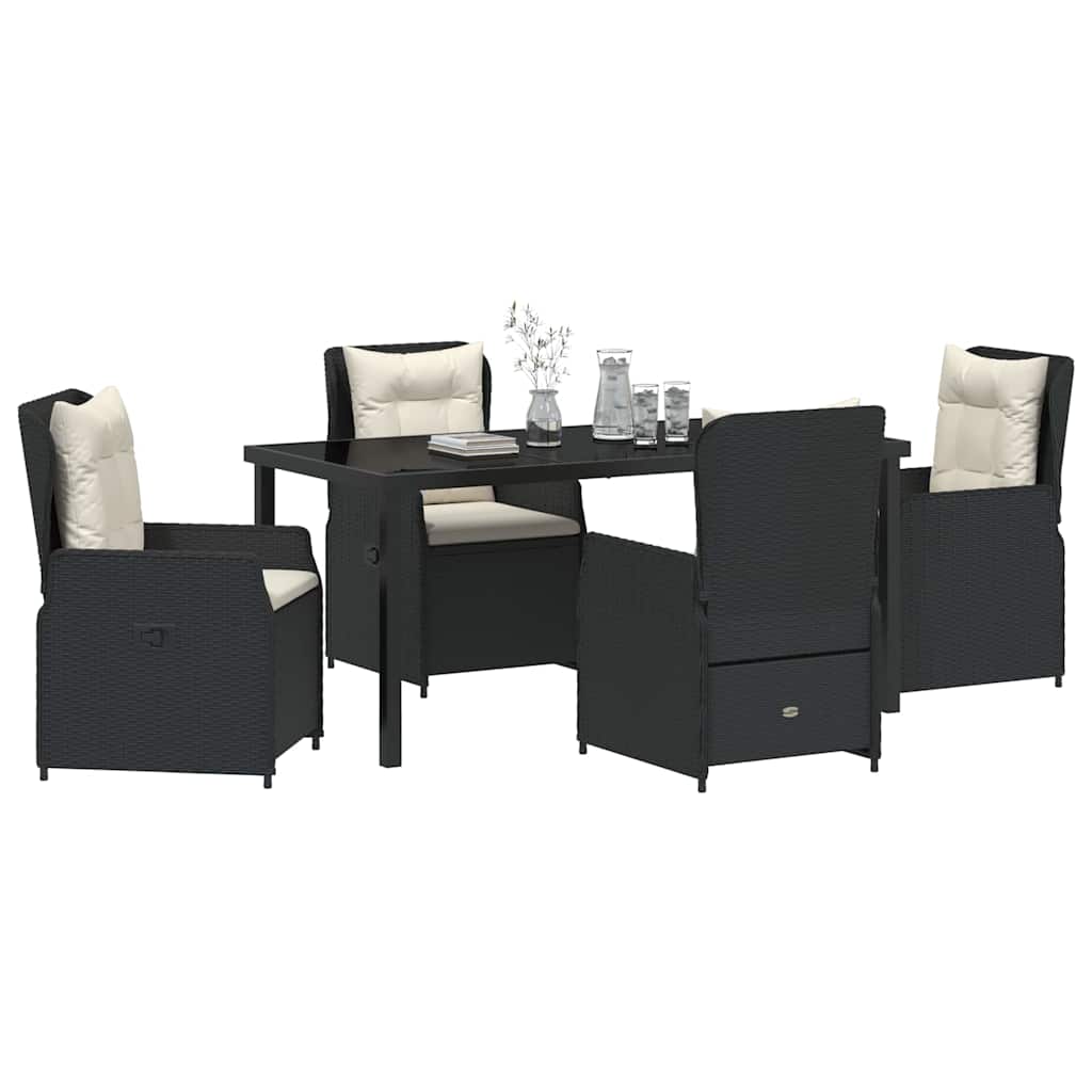 Garten Essgruppe 5 pcs Schwarz Poly-Rattan