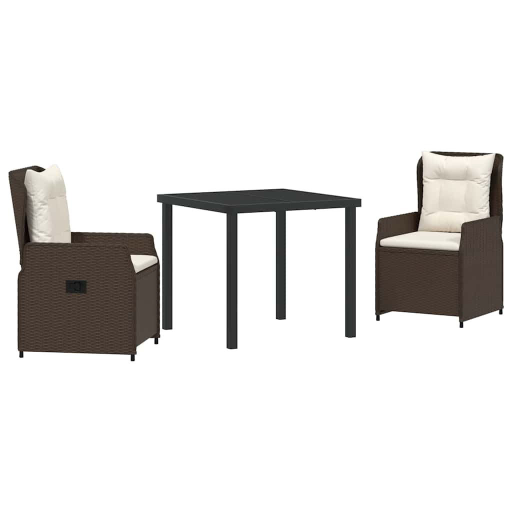 Garten Essgruppe 3 pcs Braun Poly-Rattan