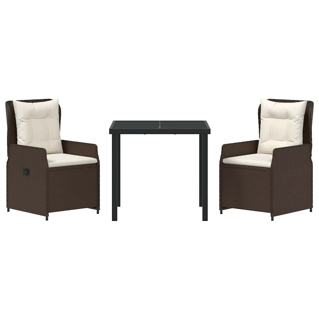 Garten Essgruppe 3 pcs Braun Poly-Rattan