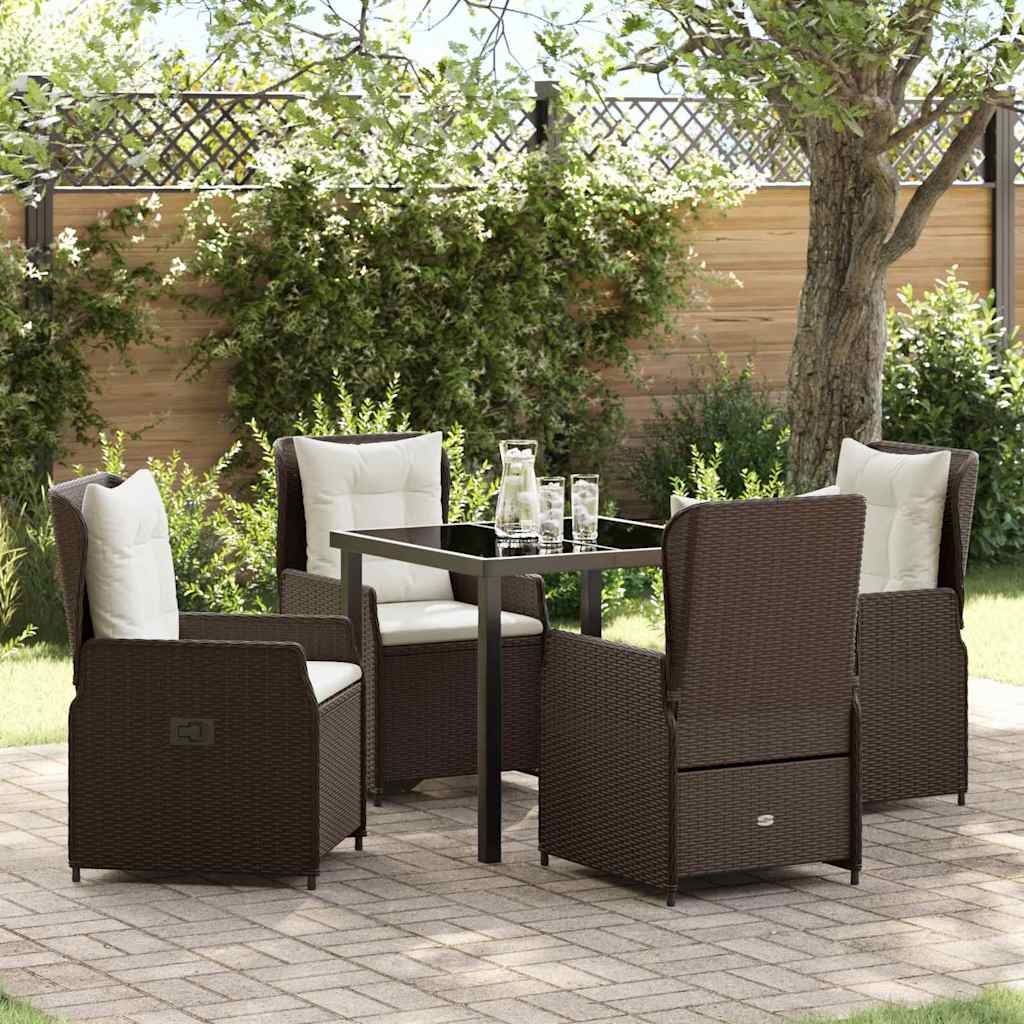 Garten Essgruppe 5 pcs Braun Poly-Rattan