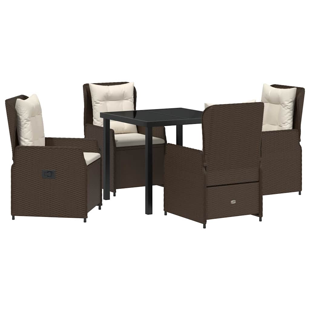 Garten Essgruppe 5 pcs Braun Poly-Rattan