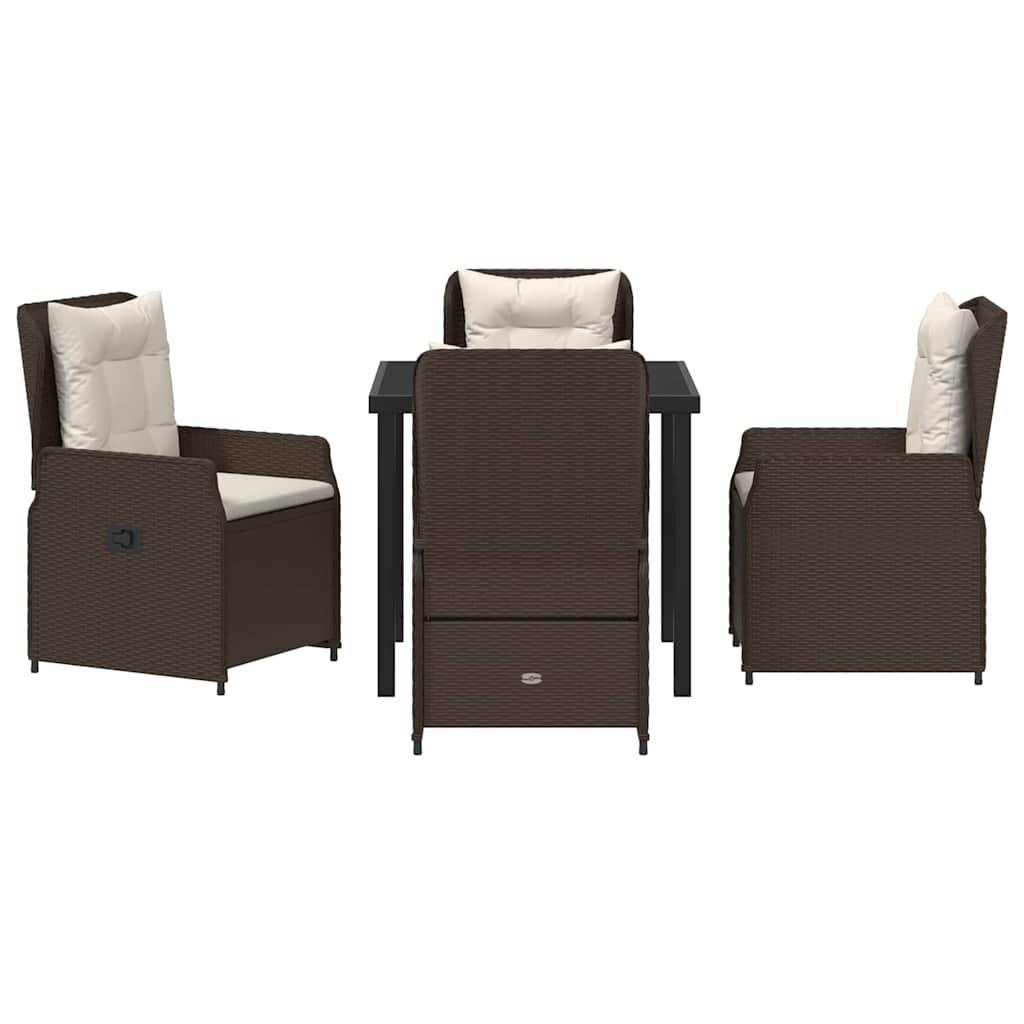 Garten Essgruppe 5 pcs Braun Poly-Rattan