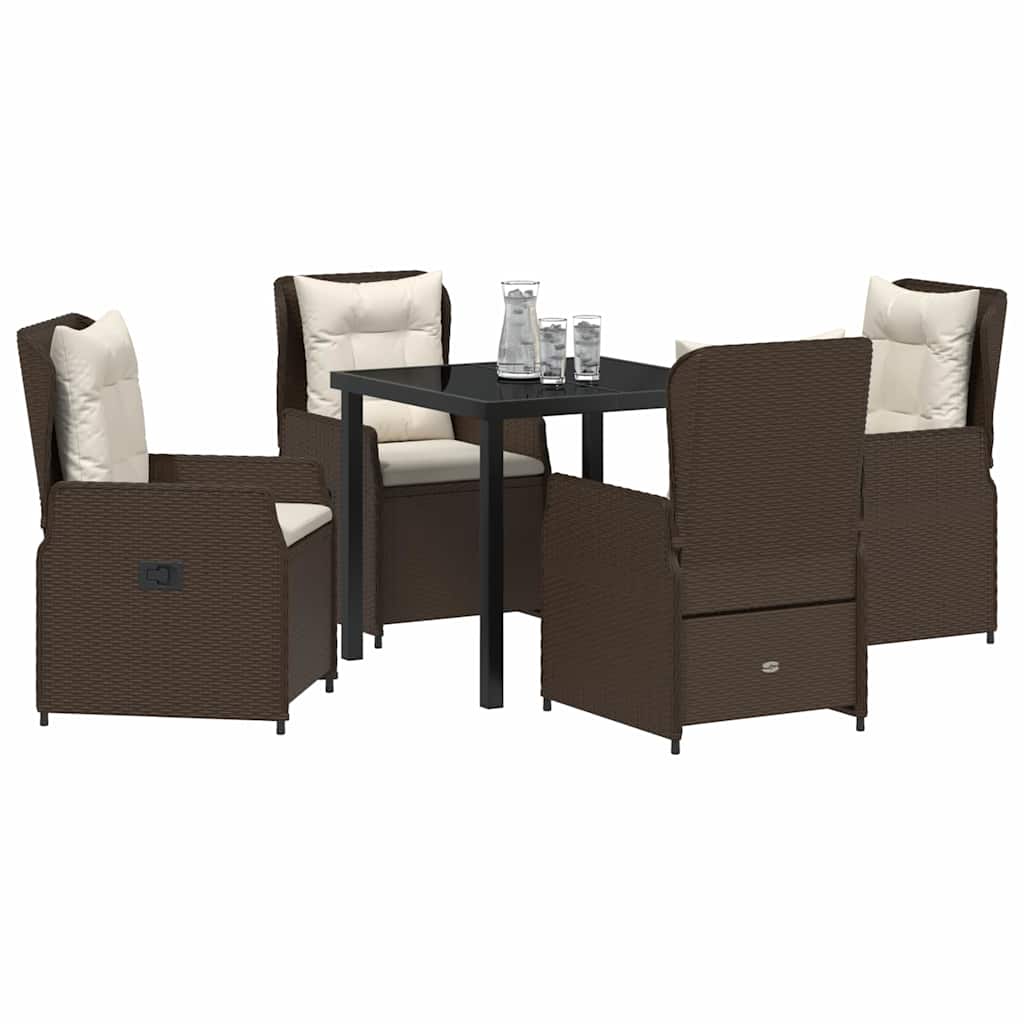 Garten Essgruppe 5 pcs Braun Poly-Rattan