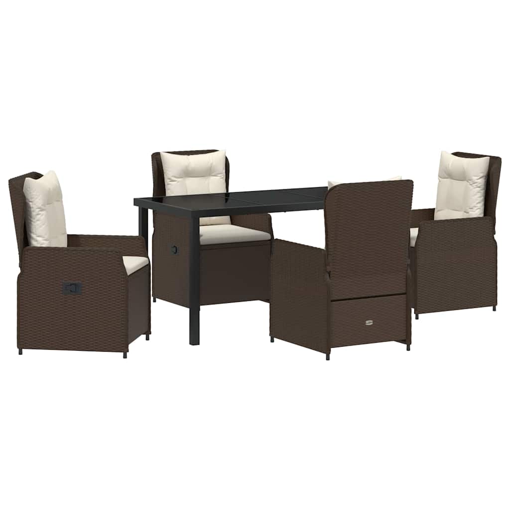 Garten Essgruppe 5 pcs Braun Poly-Rattan
