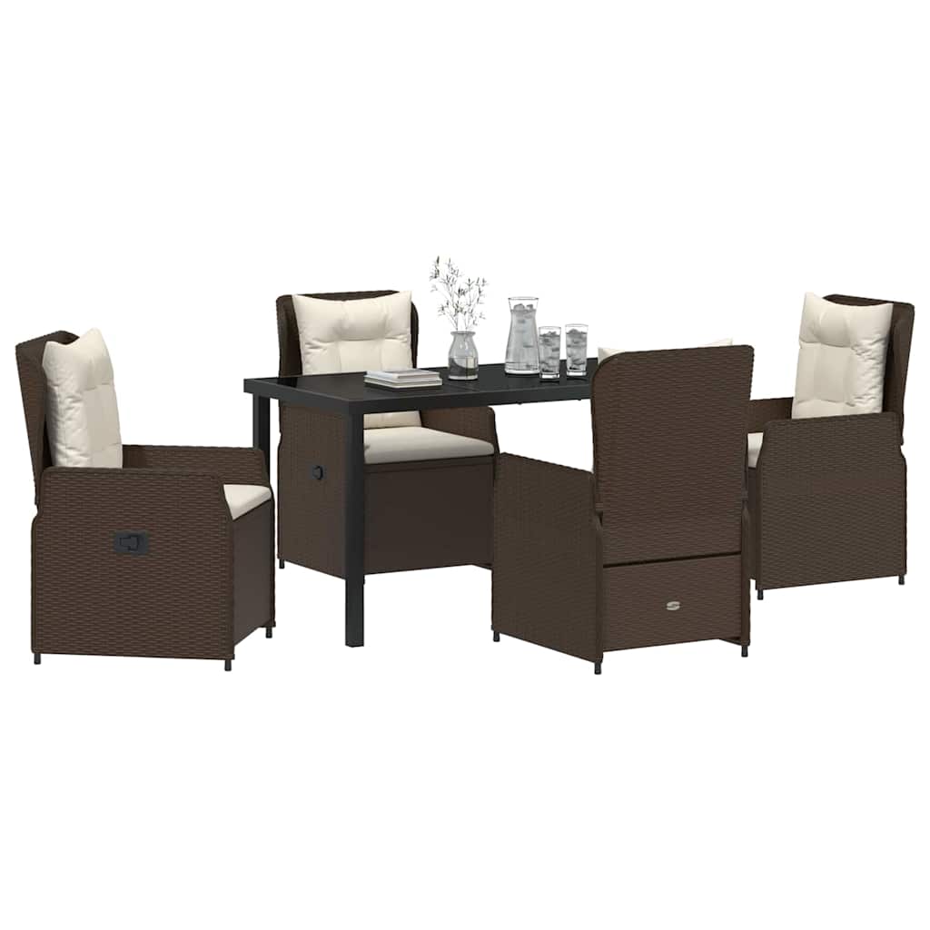 Garten Essgruppe 5 pcs Braun Poly-Rattan