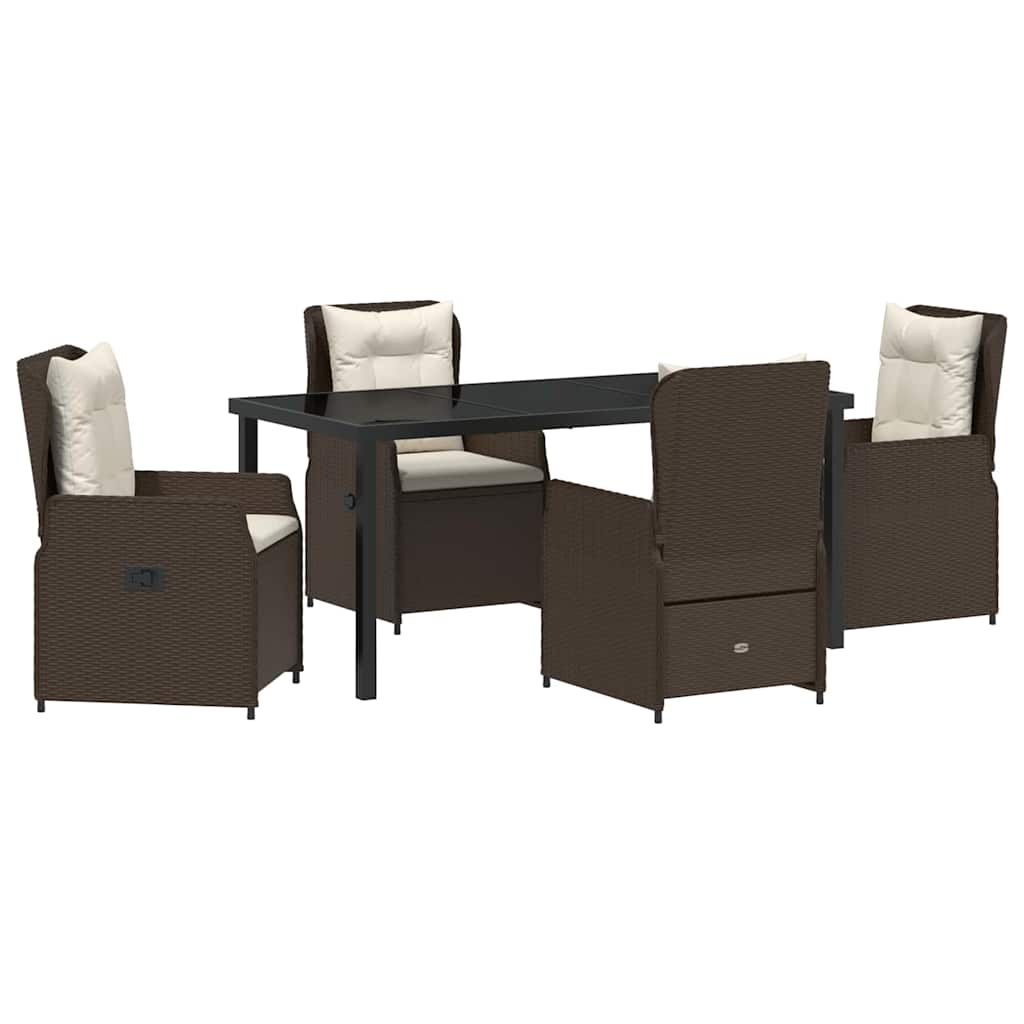 Garten Essgruppe 5 pcs Braun Poly-Rattan