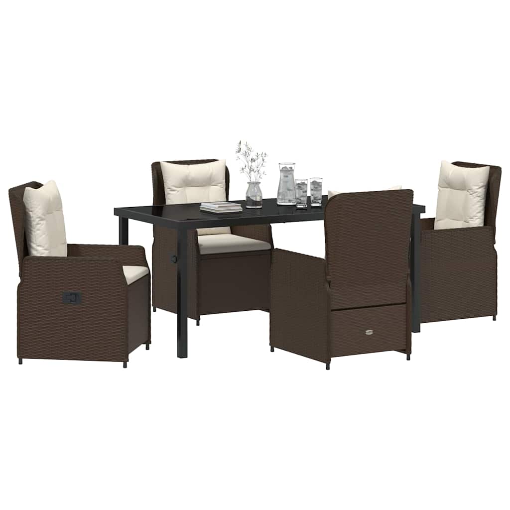 Garten Essgruppe 5 pcs Braun Poly-Rattan