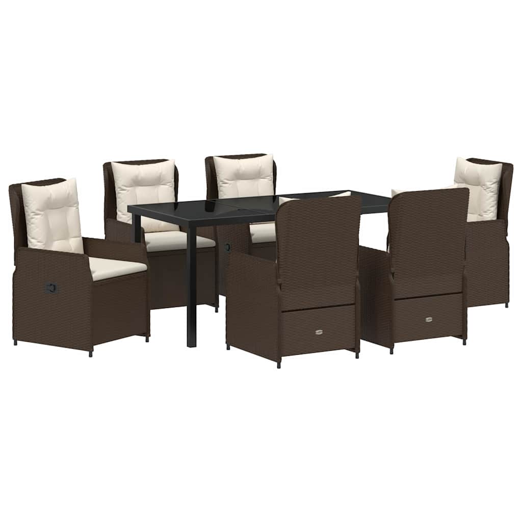 Garten Essgruppe 7 pcs Braun Poly-Rattan