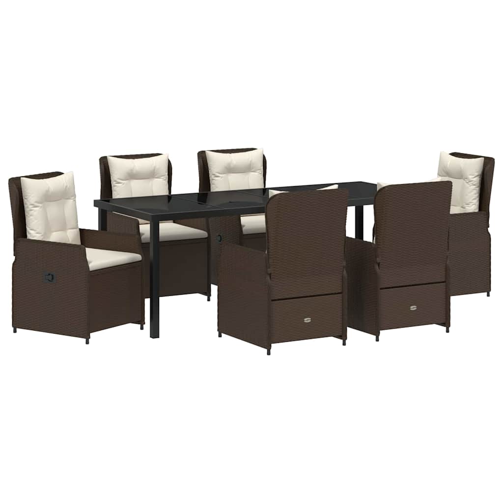 Garten Essgruppe 7 pcs Braun Poly-Rattan