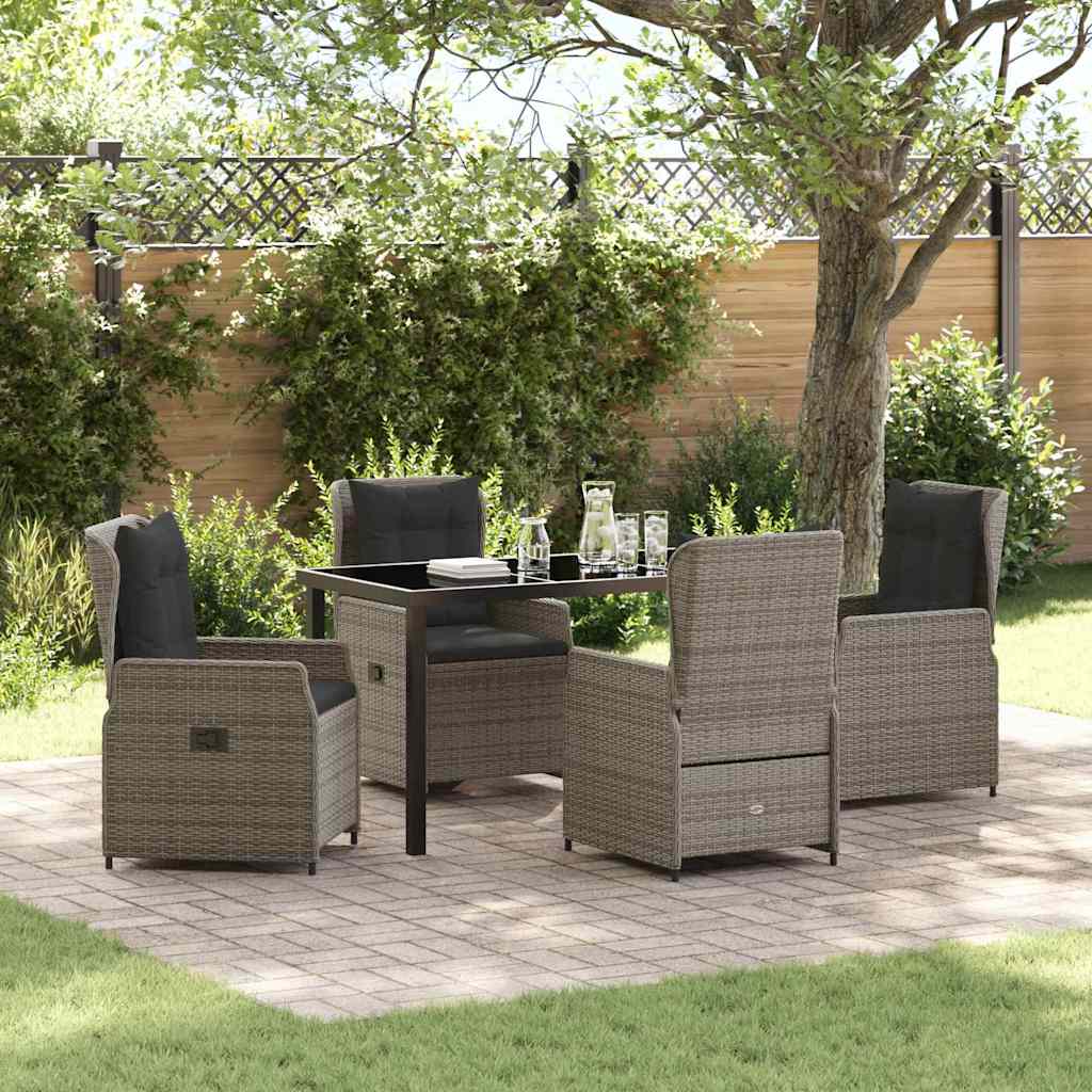 Garten Essgruppe 5 pcs Grau Poly-Rattan