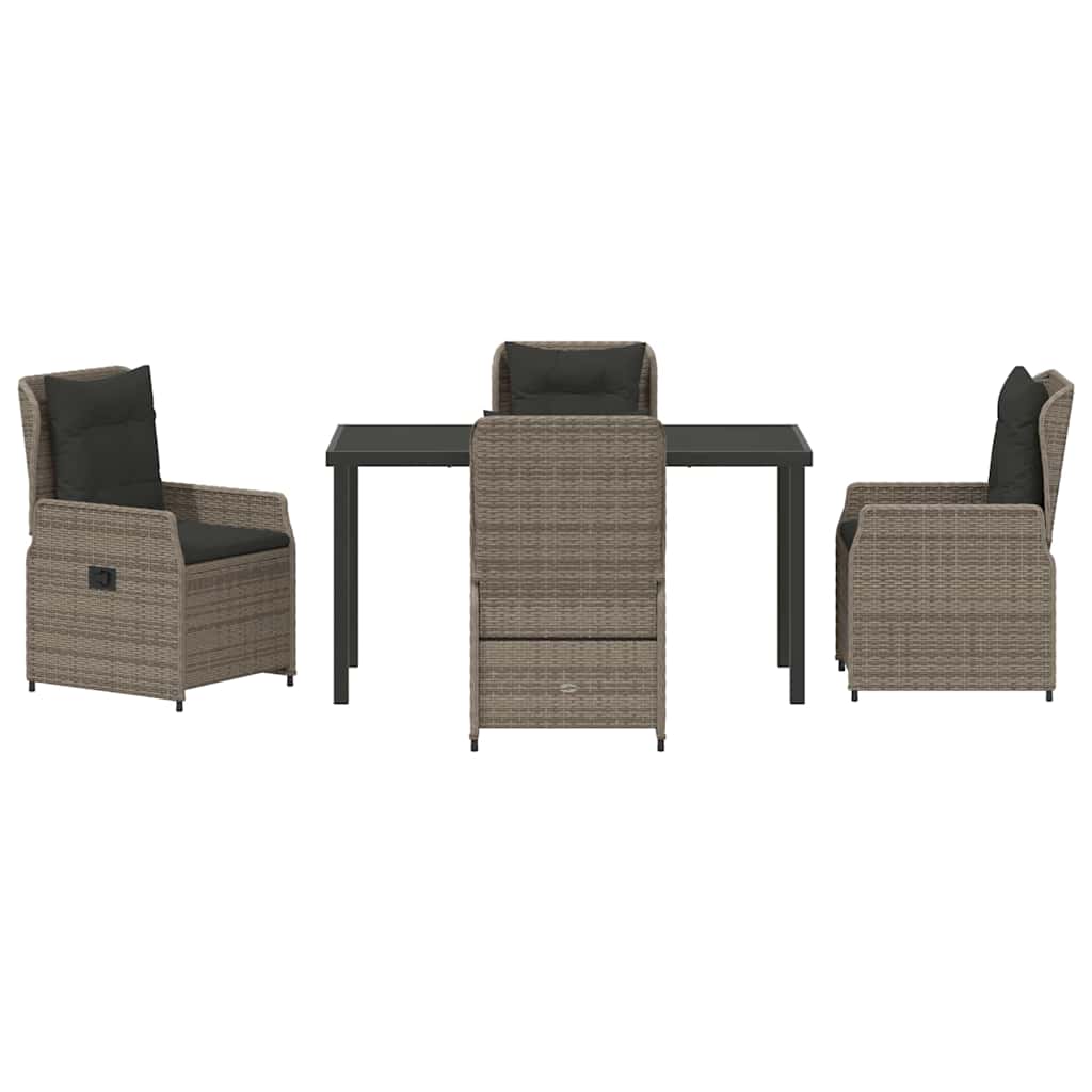Garten Essgruppe 5 pcs Grau Poly-Rattan