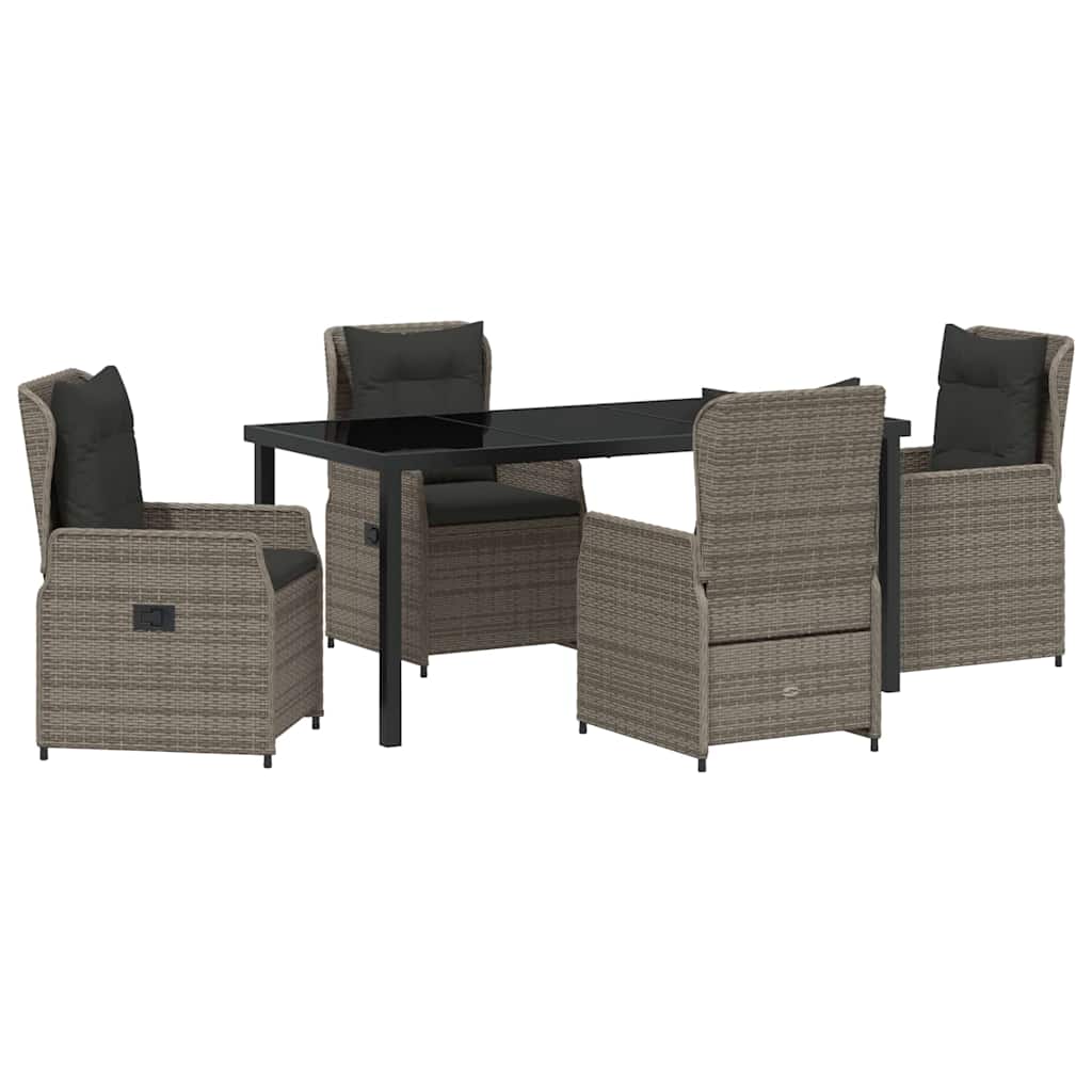 Garten Essgruppe 5 pcs Grau Poly-Rattan
