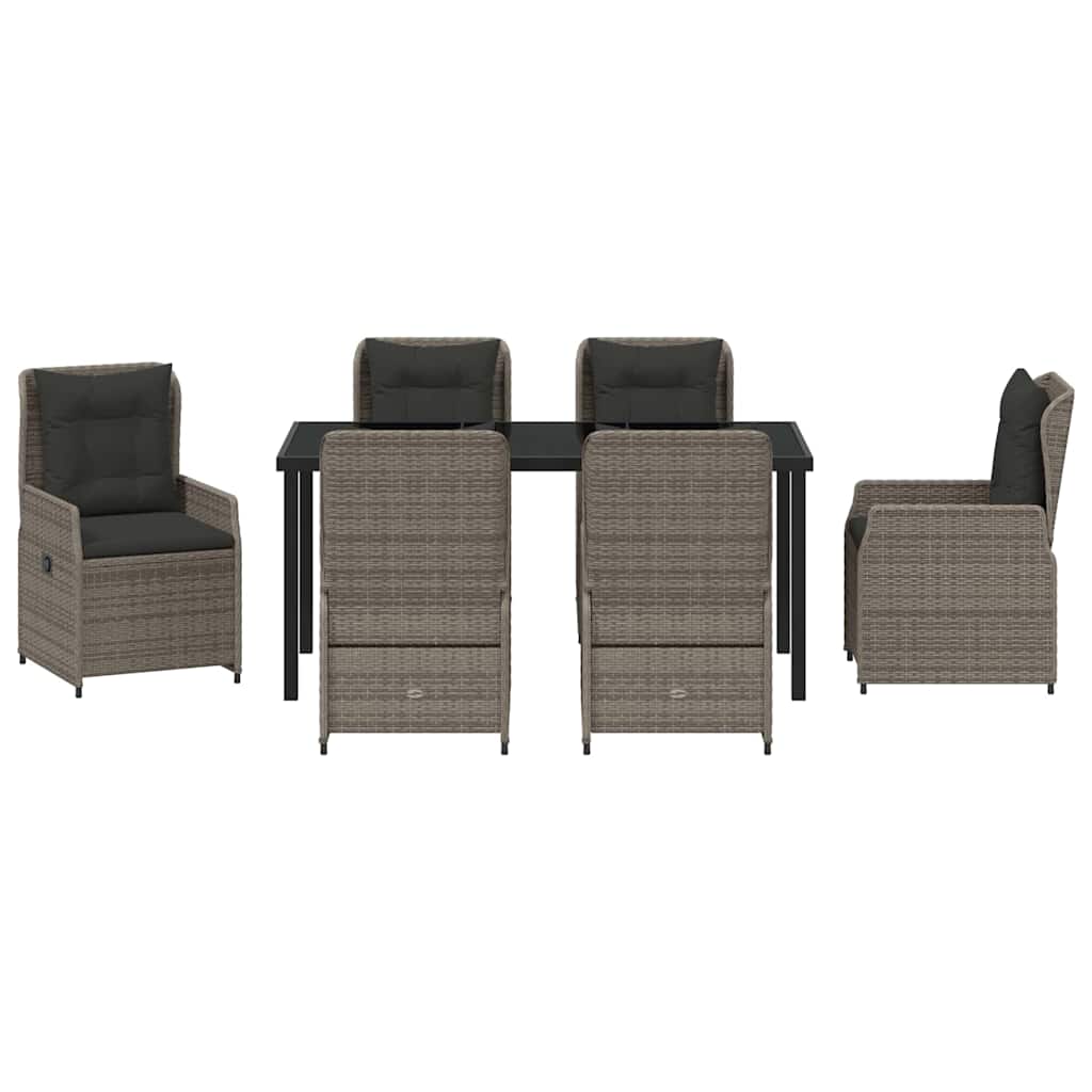 Garten Essgruppe 7 pcs Grau Poly-Rattan