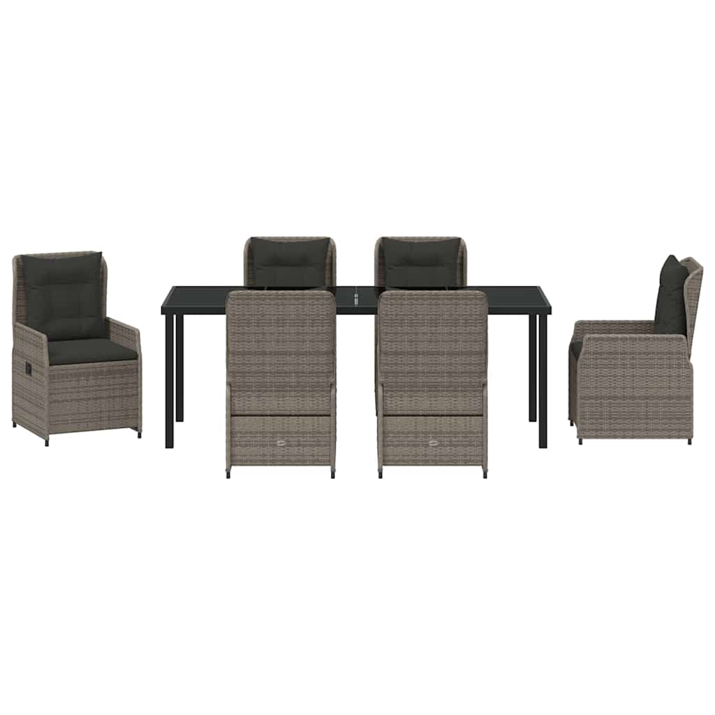 Garten Essgruppe 7 pcs Grau Poly-Rattan