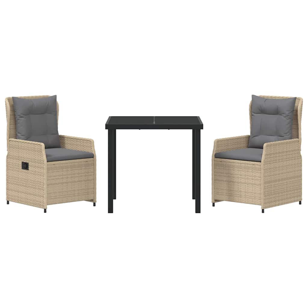Garten Essgruppe 3 pcs Beige und Hellgrau Poly-Rattan