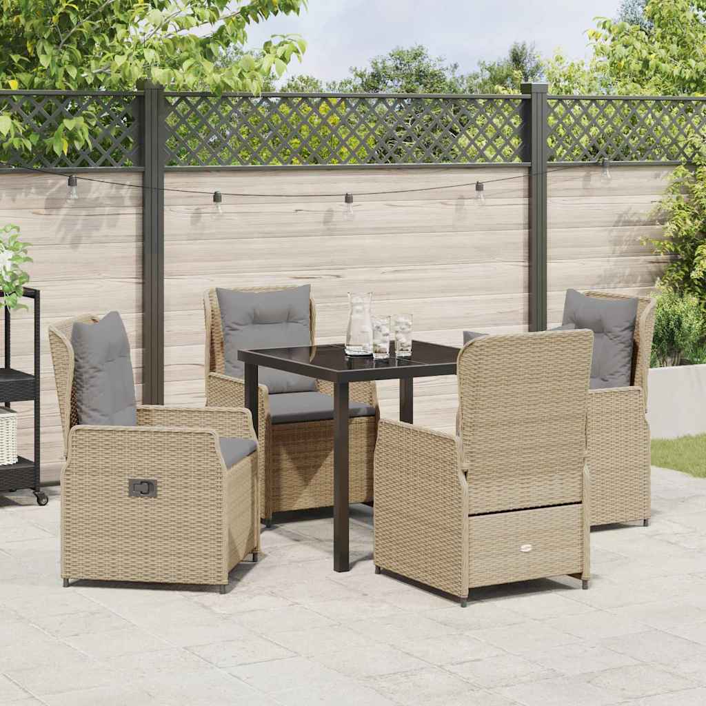 Garten Essgruppe 5 pcs Beige und Hellgrau Poly-Rattan