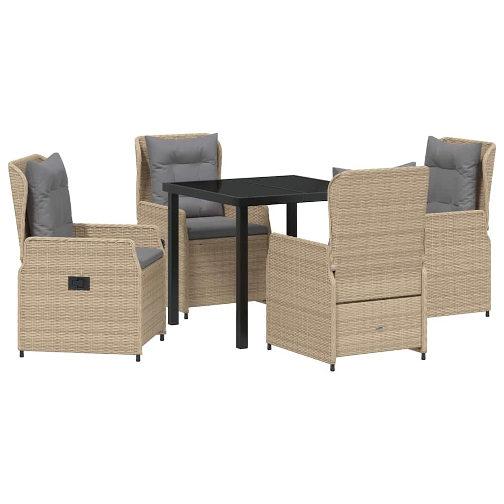 Garten Essgruppe 5 pcs Beige und Hellgrau Poly-Rattan
