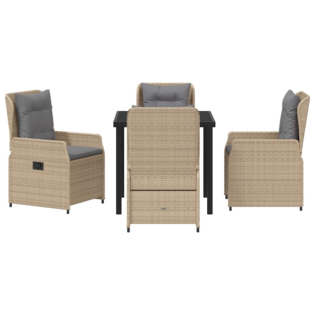 Garten Essgruppe 5 pcs Beige und Hellgrau Poly-Rattan