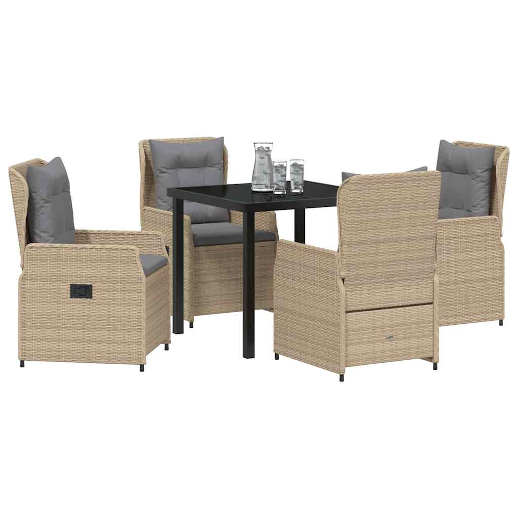 Garten Essgruppe 5 pcs Beige und Hellgrau Poly-Rattan