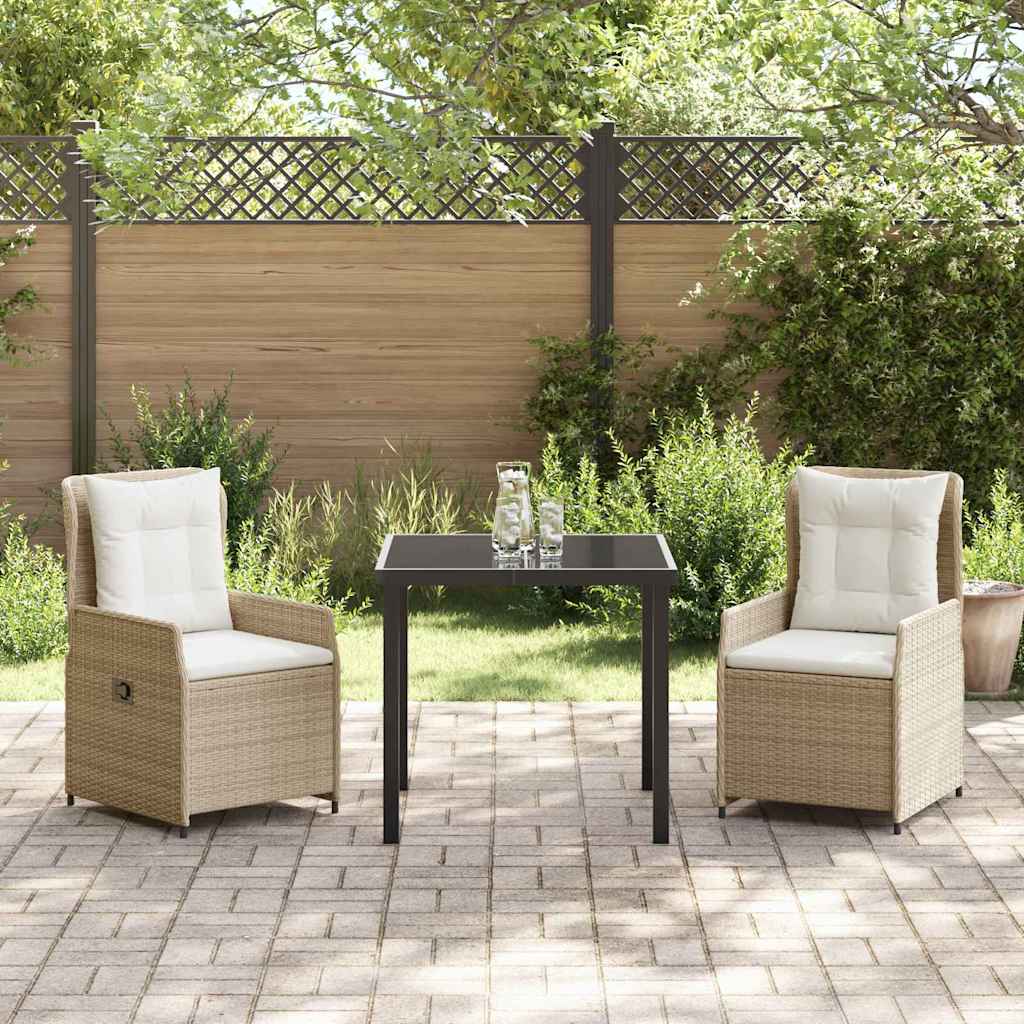 Garten Essgruppe 3 pcs Beige und Hellgrau Poly-Rattan