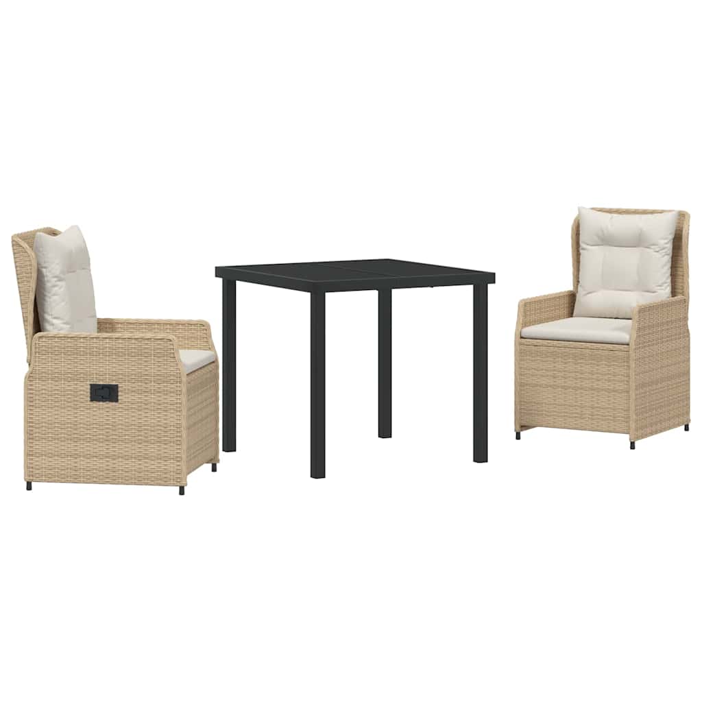 Garten Essgruppe 3 pcs Beige und Hellgrau Poly-Rattan