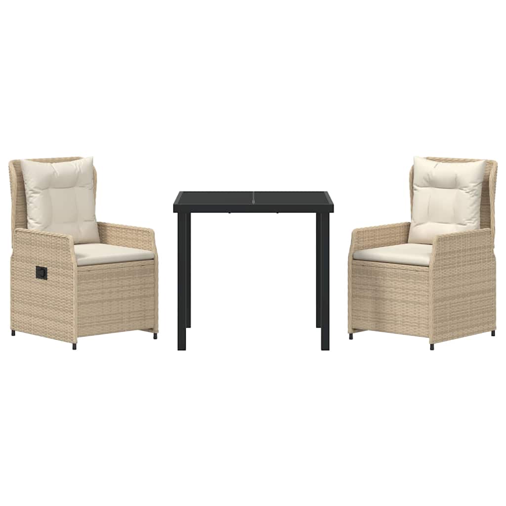 Garten Essgruppe 3 pcs Beige und Hellgrau Poly-Rattan