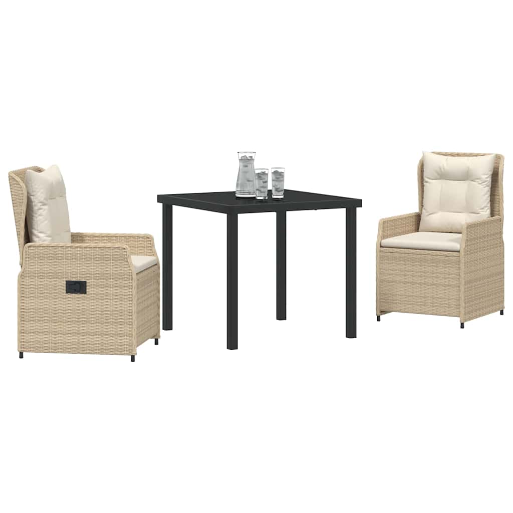 Garten Essgruppe 3 pcs Beige und Hellgrau Poly-Rattan